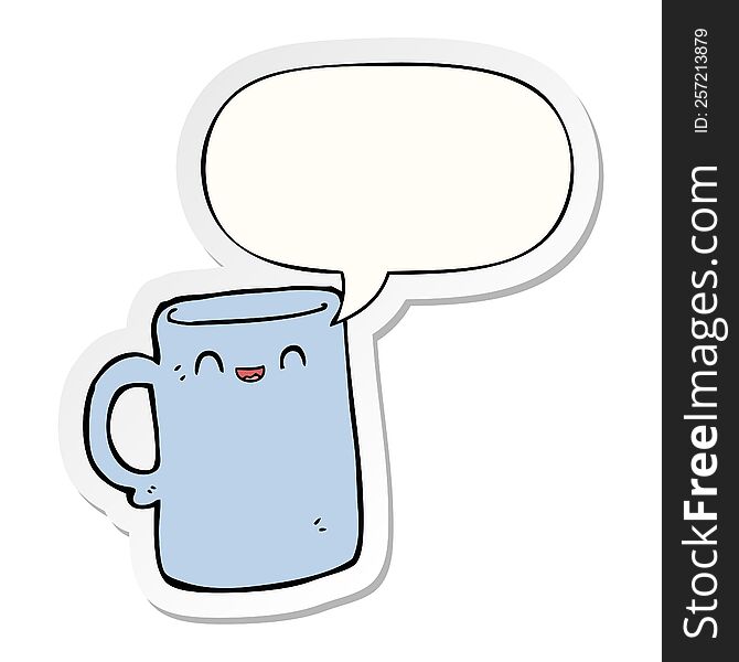 Cartoon Mug And Speech Bubble Sticker