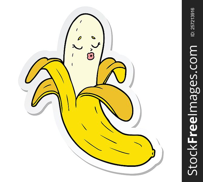 sticker of a cartoon best quality organic banana