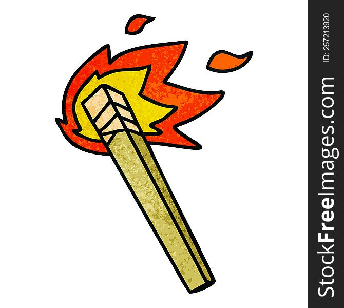 hand drawn quirky cartoon lit torch. hand drawn quirky cartoon lit torch