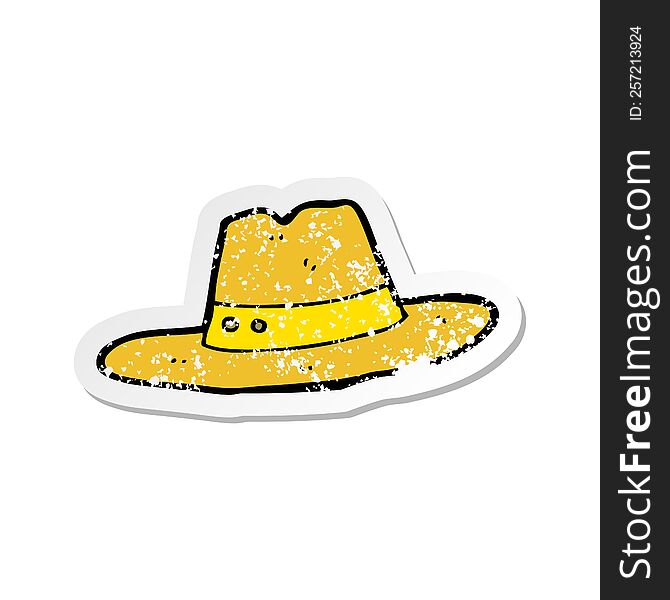 Retro Distressed Sticker Of A Cartoon Hat