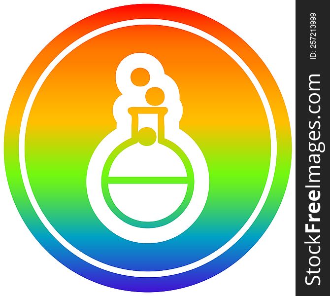 science experiment circular icon with rainbow gradient finish. science experiment circular icon with rainbow gradient finish