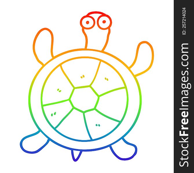 Rainbow Gradient Line Drawing Cartoon Turtle