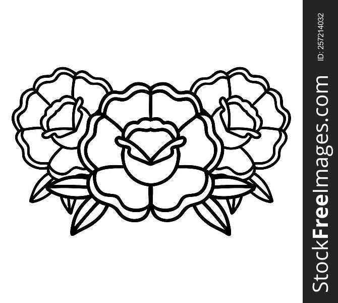 tattoo in black line style of a bouquet of flowers. tattoo in black line style of a bouquet of flowers