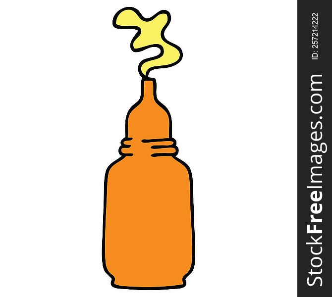 hand drawn quirky cartoon mustard bottle. hand drawn quirky cartoon mustard bottle