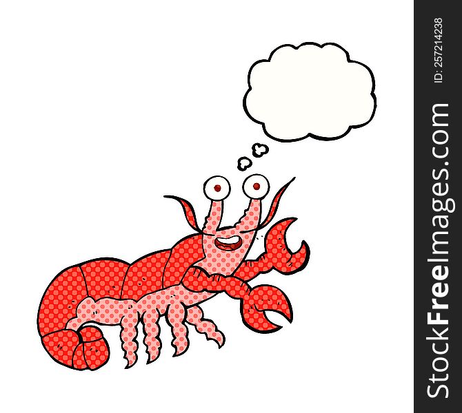freehand drawn thought bubble cartoon lobster