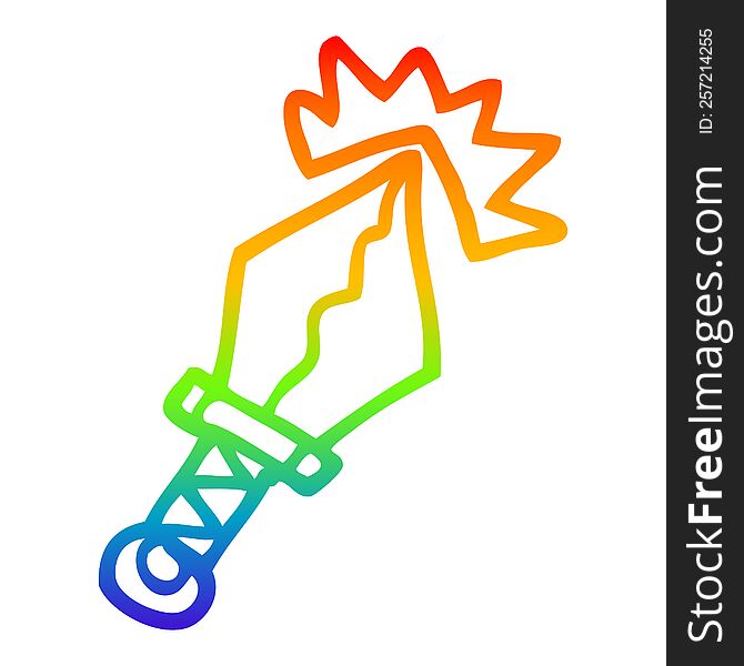 rainbow gradient line drawing of a cartoon sharp dagger