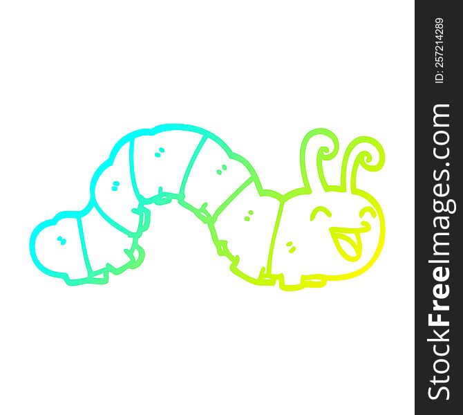 cold gradient line drawing of a cute cartoon caterpillar