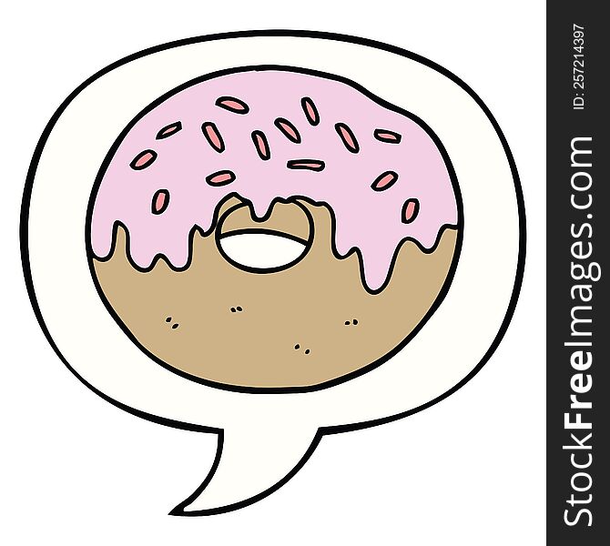 cartoon donut with speech bubble. cartoon donut with speech bubble