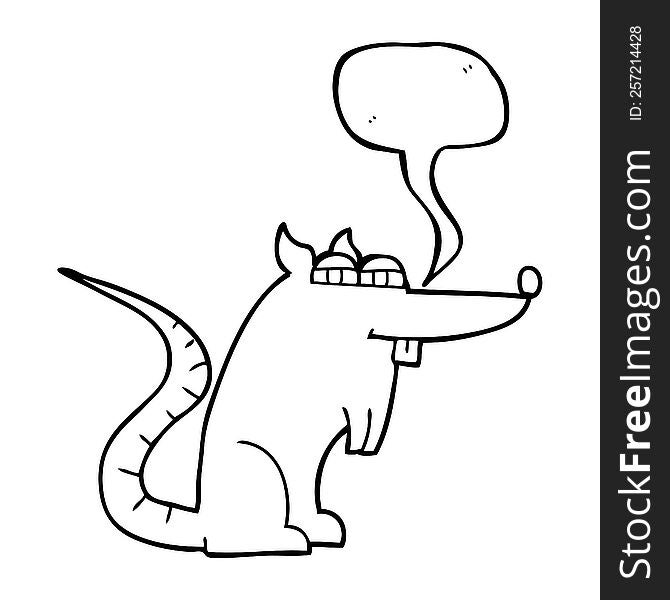 freehand drawn speech bubble cartoon evil rat