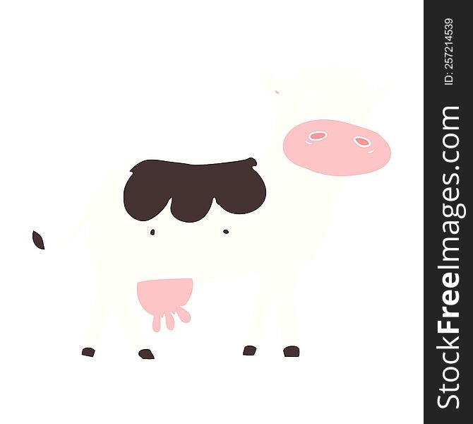 Flat Color Style Cartoon Dairy Cow