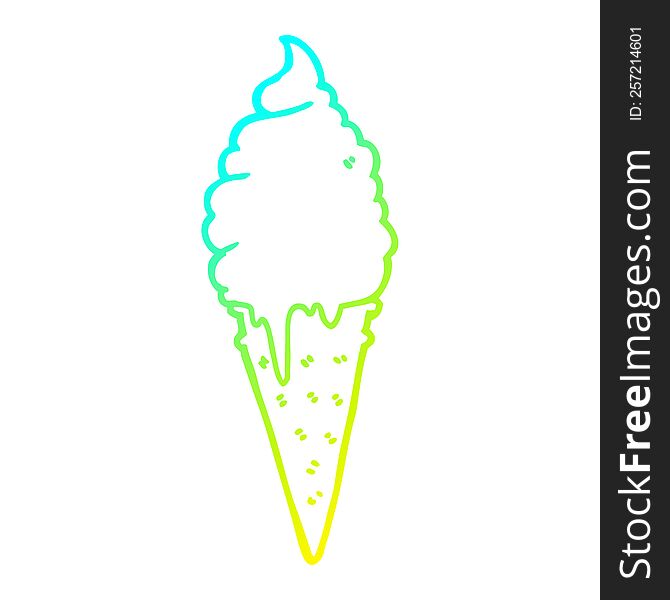 cold gradient line drawing of a cartoon ice cream