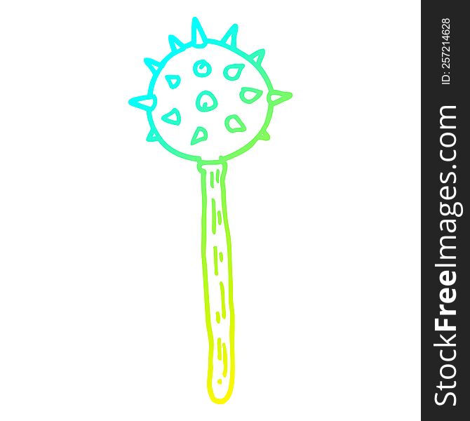 cold gradient line drawing of a cartoon medieval mace