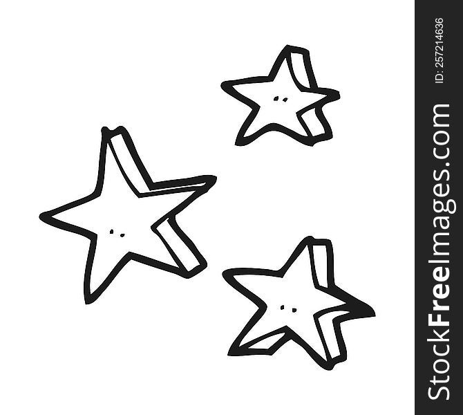 freehand drawn black and white cartoon decorative doodle stars