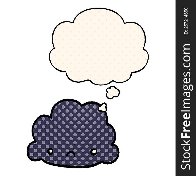 Cartoon Cloud And Thought Bubble In Comic Book Style