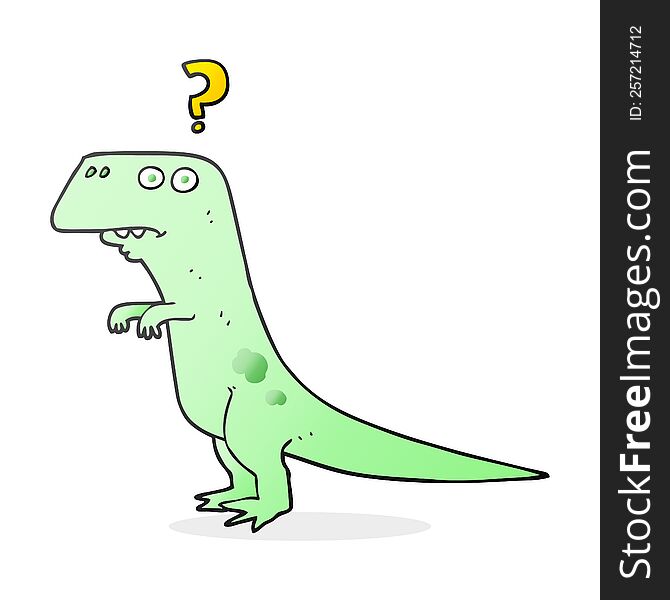 freehand drawn cartoon confused dinosaur