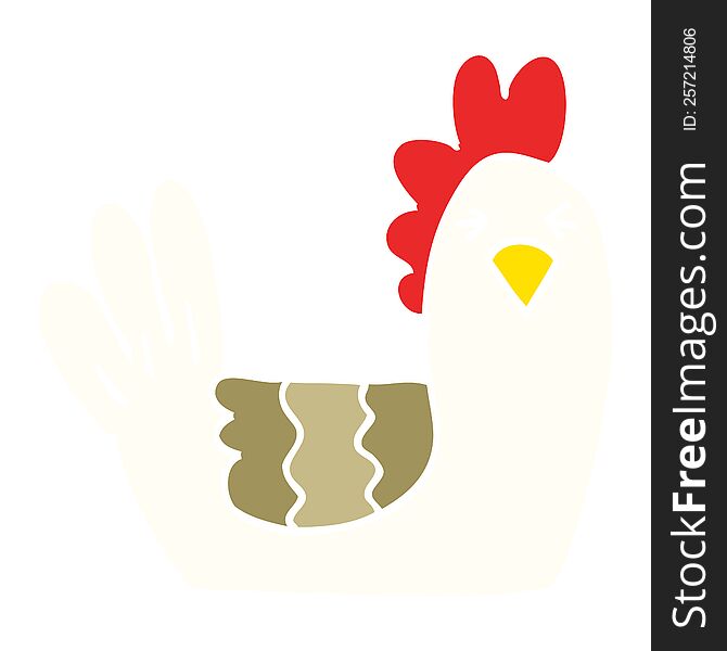 flat color illustration cartoon roosting hen