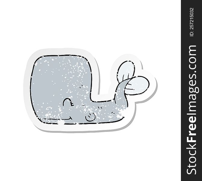 Retro Distressed Sticker Of A Cartoon Happy Whale