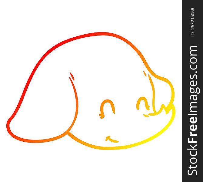 warm gradient line drawing of a cartoon elephant face