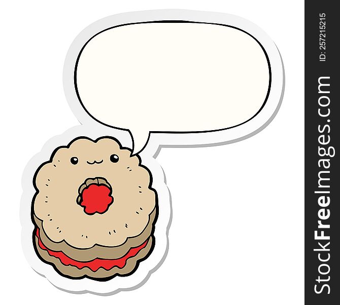 Cartoon Biscuit And Speech Bubble Sticker