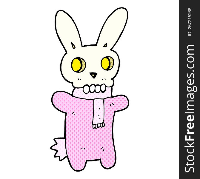 freehand drawn cartoon spooky skull rabbit
