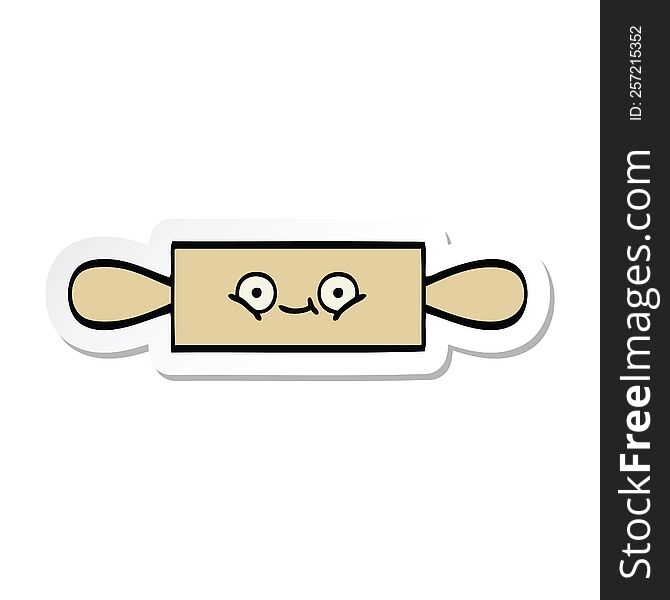Sticker Of A Cute Cartoon Rolling Pin