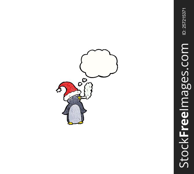 Cartoon Penguin Smoking Cigarette