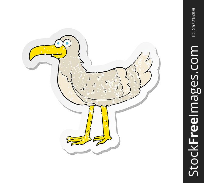 retro distressed sticker of a cartoon seagull
