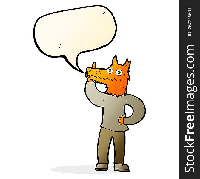 Cartoon Fox Man With Idea With Speech Bubble