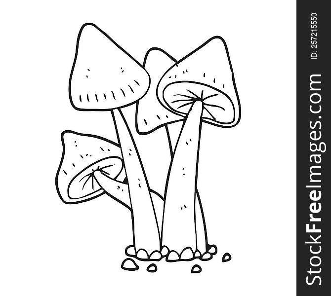 black and white cartoon mushrooms