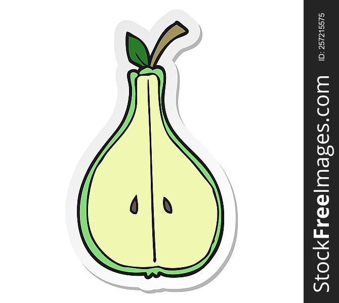 sticker of a cartoon half pear