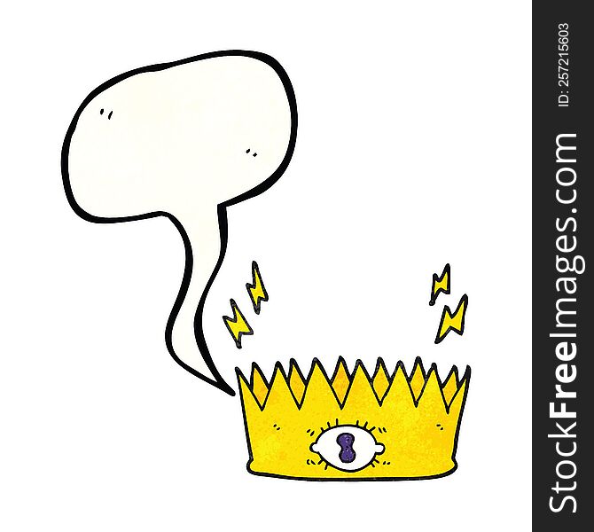 freehand speech bubble textured cartoon magic crown