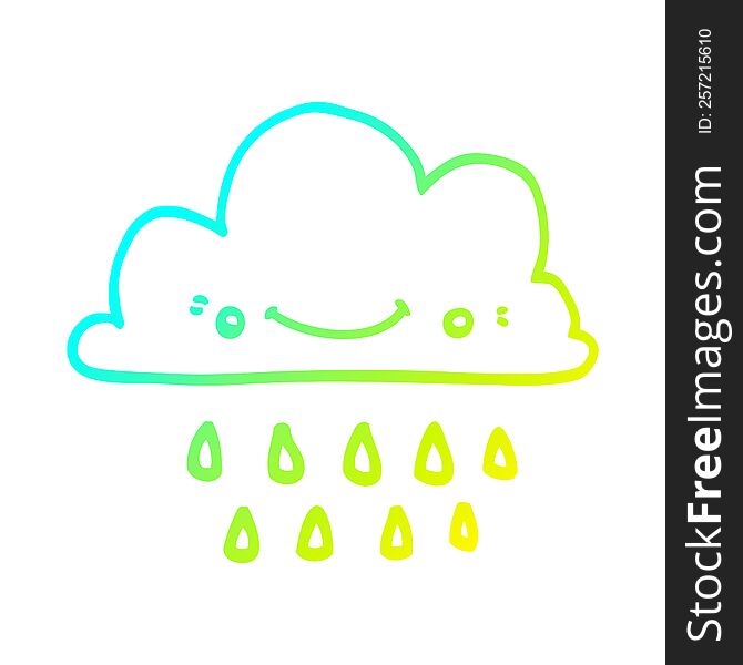 Cold Gradient Line Drawing Cartoon Storm Cloud