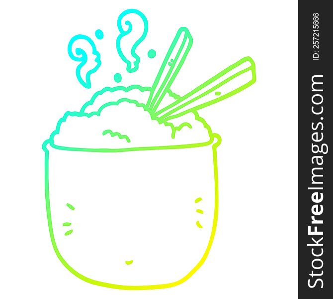 Cold Gradient Line Drawing Cartoon Bowl Of Rice
