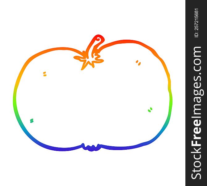 Rainbow Gradient Line Drawing Cartoon Tomato