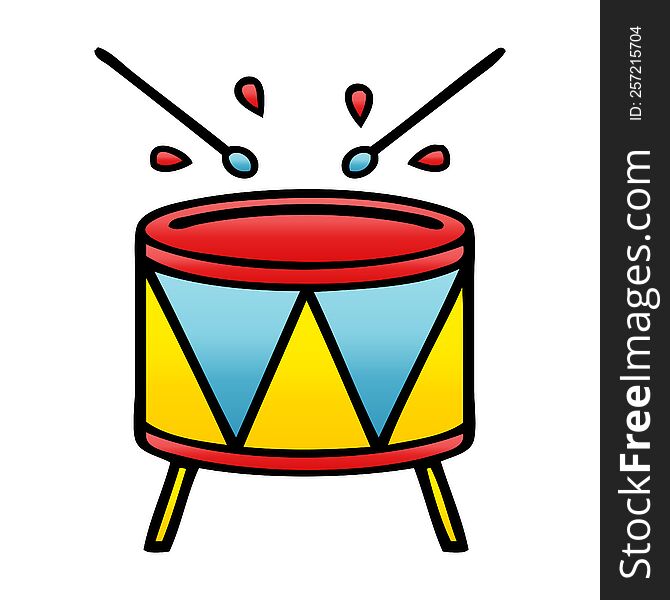 gradient shaded cartoon of a beating drum