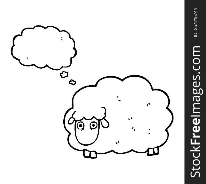freehand drawn thought bubble cartoon farting sheep