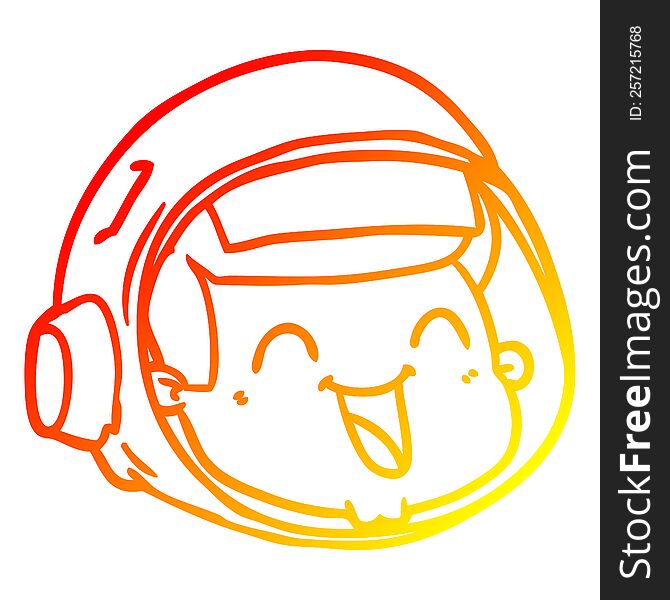 Warm Gradient Line Drawing Cartoon Happy Astronaut Face