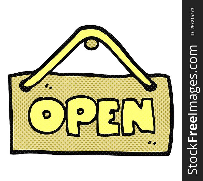 Cartoon Open Shop Sign