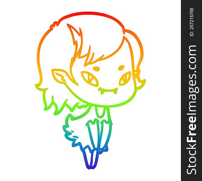 rainbow gradient line drawing cartoon friendly vampire girl