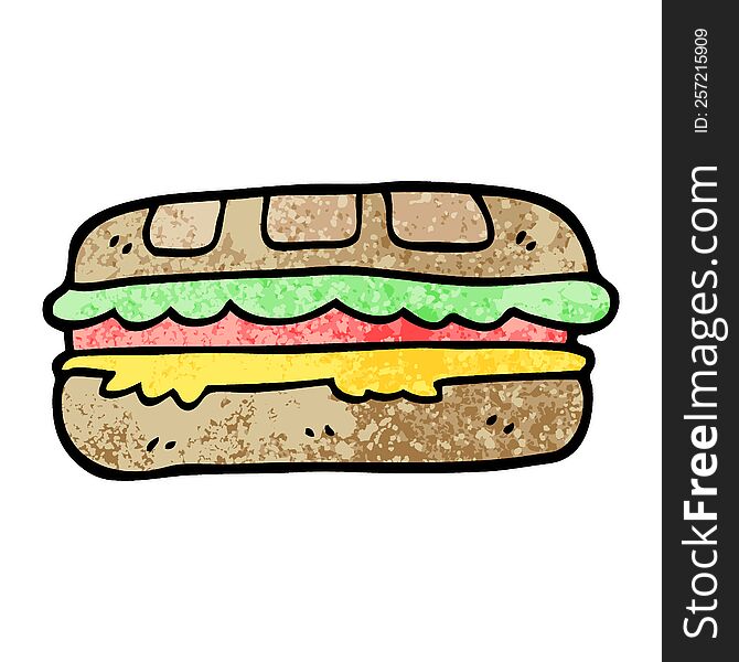 grunge textured illustration cartoon tasty sandwich