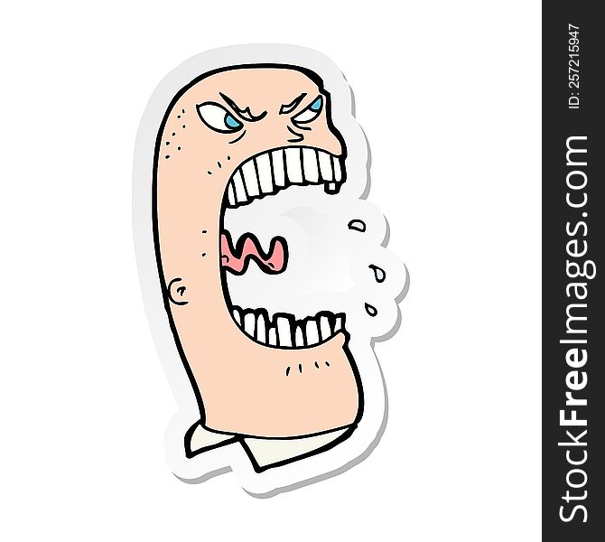 Sticker Of A Cartoon Furious Man Shouting