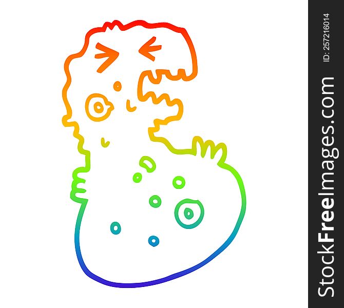 rainbow gradient line drawing of a cartoon germ