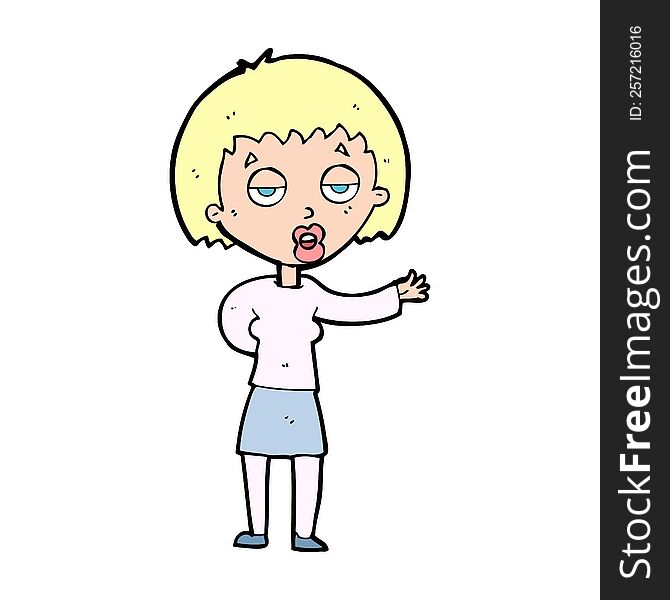 Cartoon Bored Woman