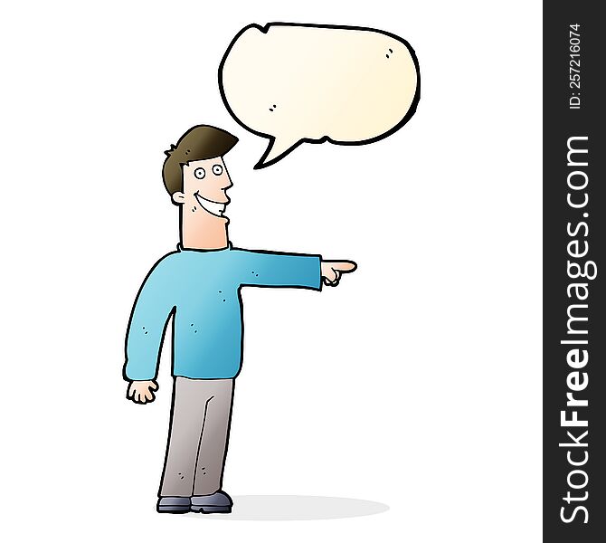 Cartoon Pointing Man With Speech Bubble