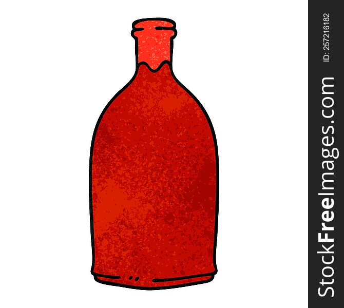 Quirky Hand Drawn Cartoon Red Wine Bottle