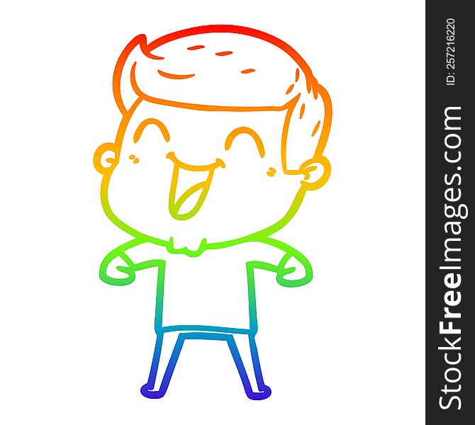 Rainbow Gradient Line Drawing Cartoon Man Laughing