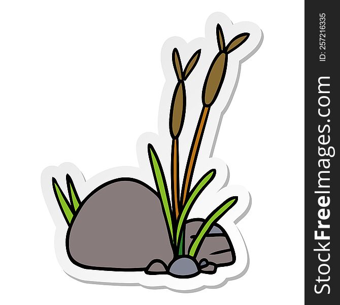 Sticker Cartoon Doodle Of Stone And Pebbles