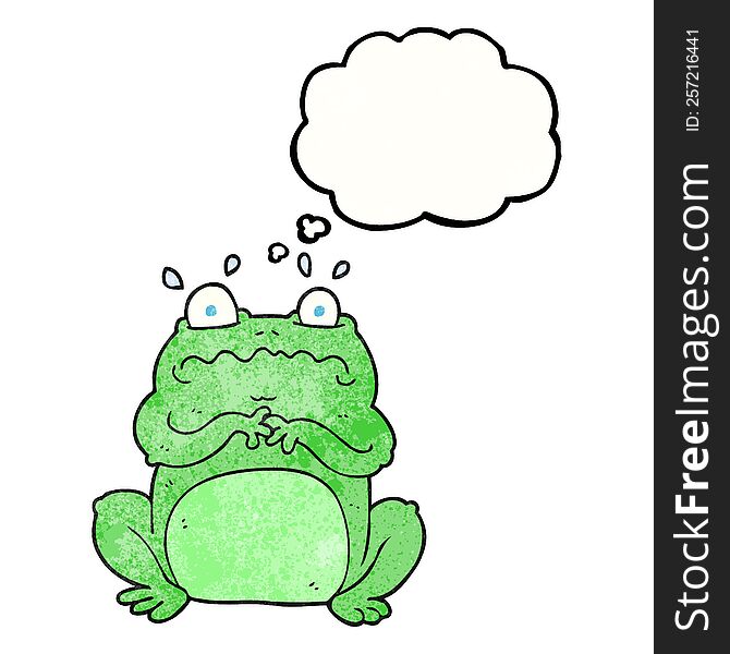 freehand drawn thought bubble textured cartoon funny frog