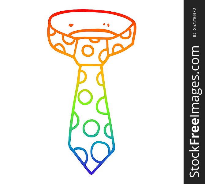 rainbow gradient line drawing of a cartoon patterned tie