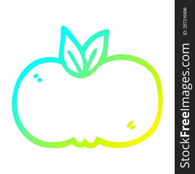 cold gradient line drawing of a cartoon apple